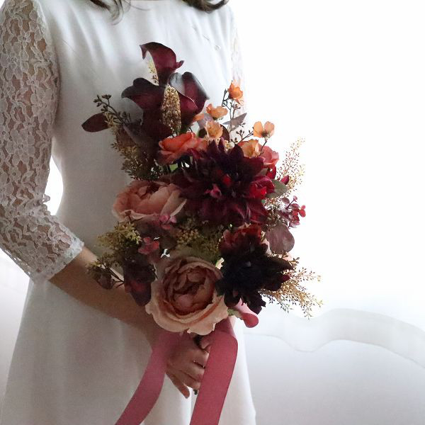 前撮り　カラー　ボルドー　ダリア　　フォトウェディング　371