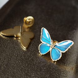 モルフォ蝶のアンティークピンブローチ 2枚目の画像