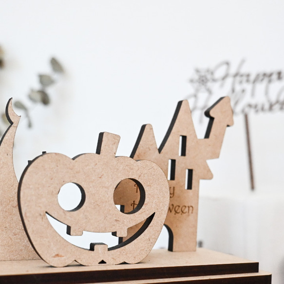 【ハロウィン　ミニミニ 飾り✦Happy Halloween】木製・ハロウィン・かぼちゃ 2枚目の画像