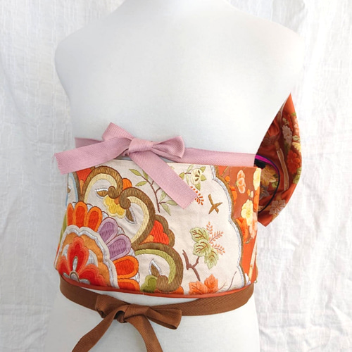 作り帯 振袖祝い帯 アンティーク 王宮大華文織り出し 河村織物謹製