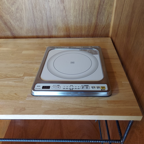 フレームキッチンW1200 ビルトインIHコンロ、IKEAミキシングレバー付