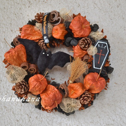 ほおずきとコウモリのハロウィンwreath リース cosy 通販