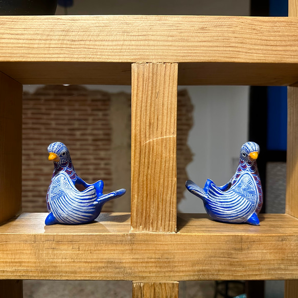 陶器製花瓶 グラデーション 鳥のデザイン