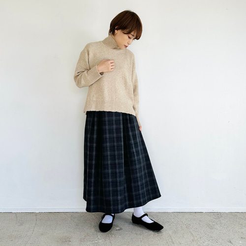 45R☆ウールジャガードのフレアースカート/ネイビー♪ 予約】【2026年3月上旬頃配送】ミカドサテンフレアスカート(ネイビー