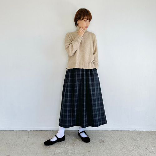 未使用タグ付きINEDイネド　シャギーチェックスカート ウールモヘア混LL日本製 未使用タグ付きINEDイネド シャギーチェックスカート ウールモヘア混LL