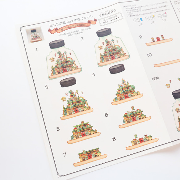 手作りキット＊ミニ3次元ボックス「瓶入り画材の王国」正方形タイプ《空想街雑貨店》 6枚目の画像