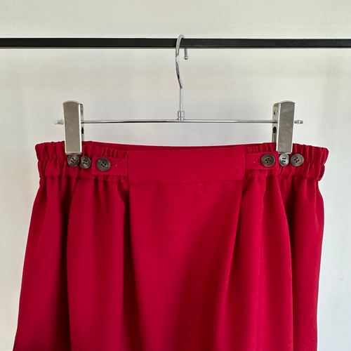 ウールライクフレアミディスカートレッド【イージーケア】☆ウエスト2