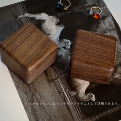 木製 リングケース　1個用 2個用 指輪ケース 革生地風 11枚目の画像