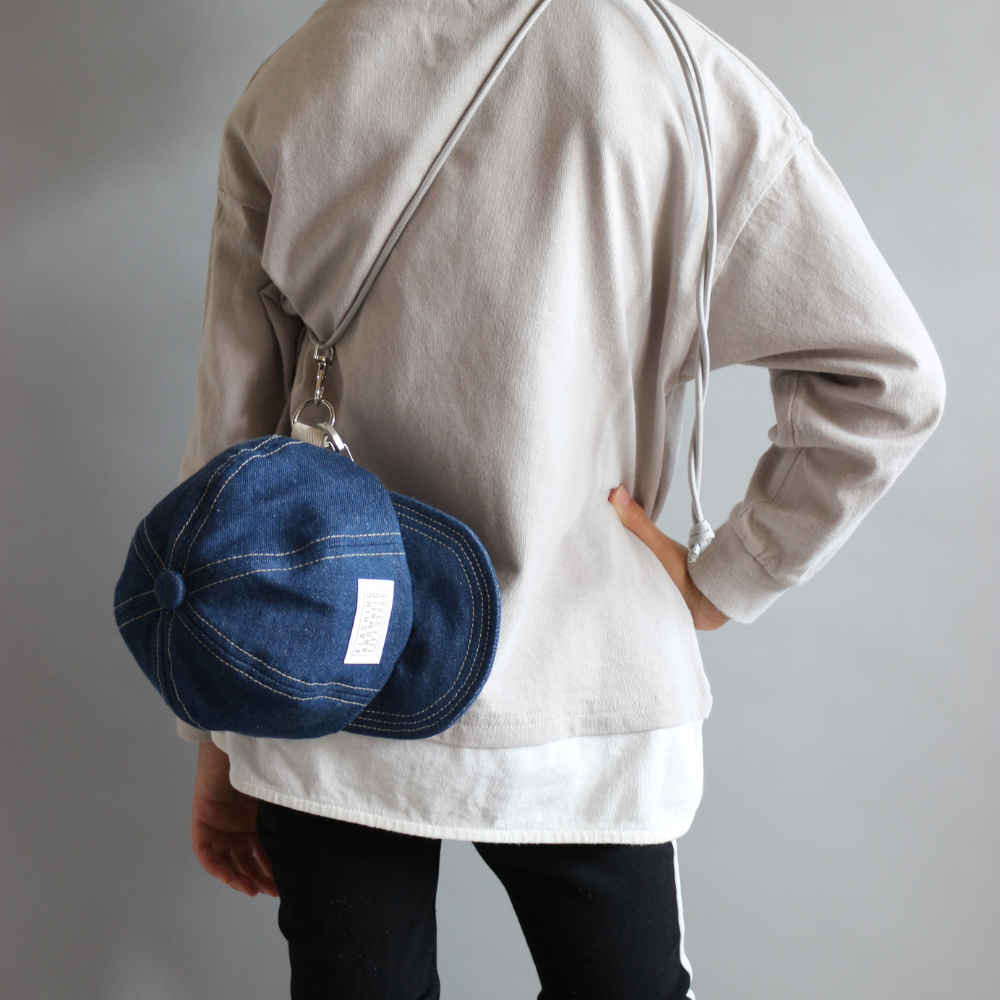 帽子のポーチMサイズ・デニム・カラビナオプション・ストラップオプション