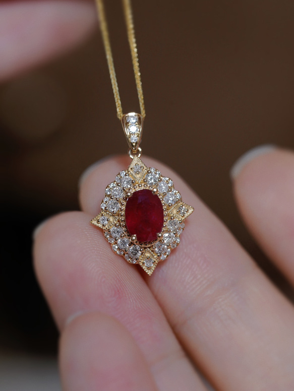 K18ペンダントルビーダイヤ K18ルビー/ダイヤ ペンダントトップ♪ K18 ルビー ダイヤ トップ