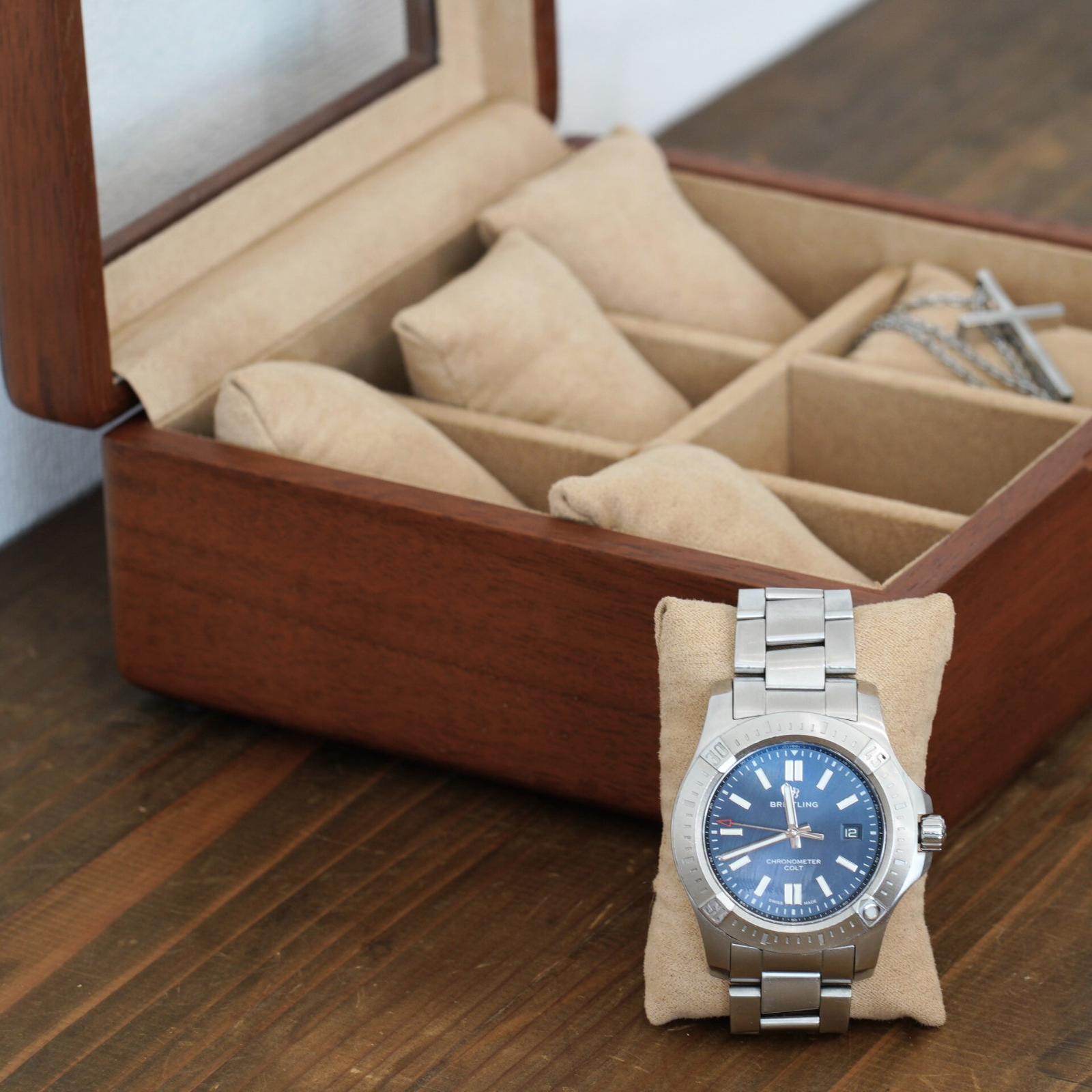 腕時計ケース 時計ケース 腕時計収納ボックス ガラス 上質木製 6本用