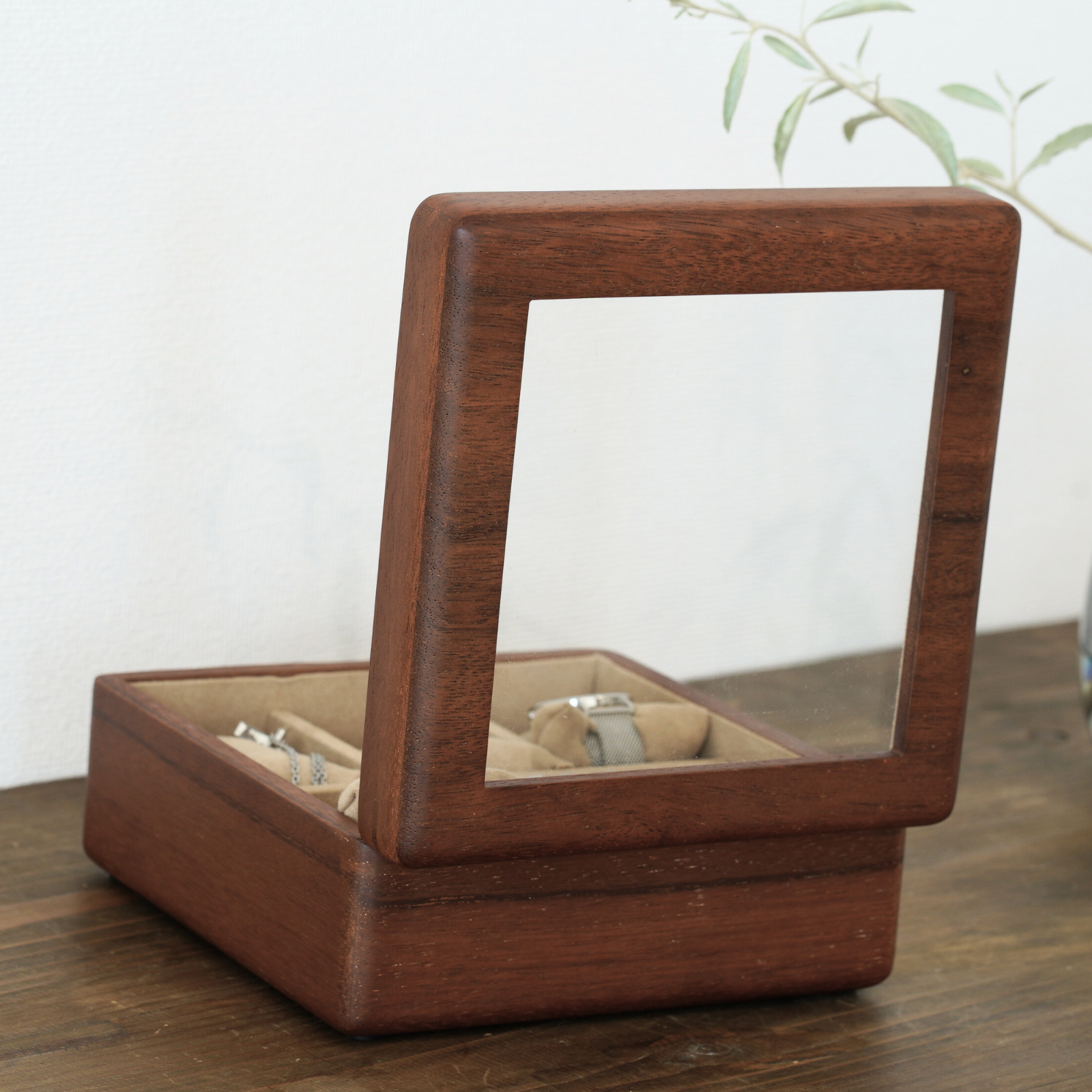 腕時計ケース 時計ケース 腕時計収納ボックス ガラス 上質木製 6本用