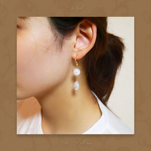 dégel～ デジェル」クラッククォーツ 天然石 ピアス 水晶