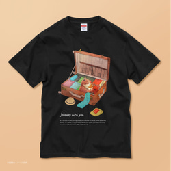 「Journey with you 一緒にいく気のネコ」 コットンTシャツ/送料無料 1枚目の画像