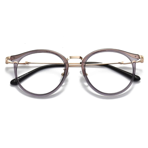 ラウンド型フレーム｜グレー×ゴールド｜近視用・乱視用・老眼鏡・だて