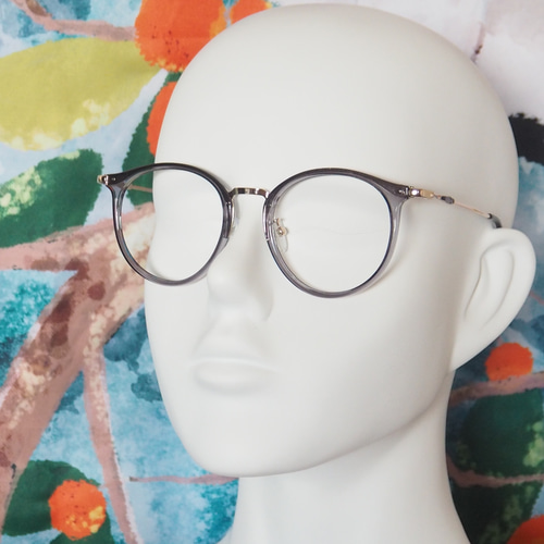 ラウンド型フレーム｜グレー×ゴールド｜近視用・乱視用・老眼鏡・だて
