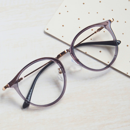 ラウンド型フレーム｜グレー×ゴールド｜近視用・乱視用・老眼鏡・だて