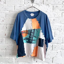 Vintage patchwork T-shirt 01 / ヴィンテージリメイクショート丈パッチワークTシャツ 5枚目の画像