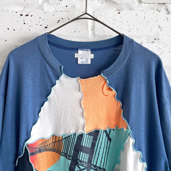 Vintage patchwork T-shirt 01 / ヴィンテージリメイクショート丈パッチワークTシャツ 7枚目の画像