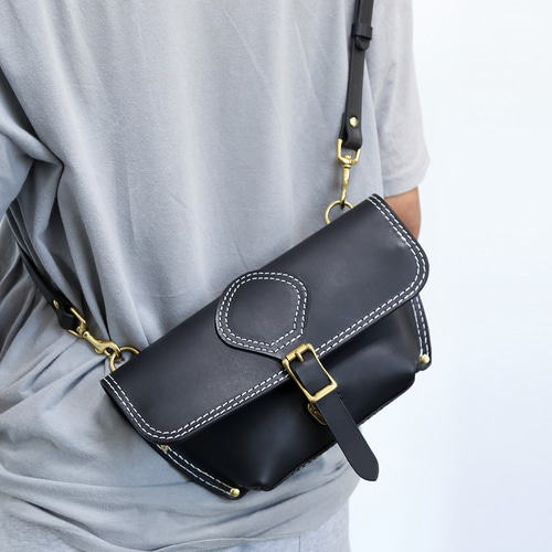 切線派】本革手作りのレザーショルダーバッグ 総手縫い 肩掛け  