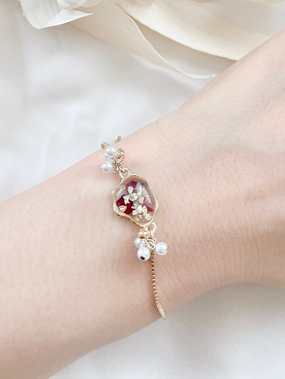 薔薇 の 花びら たっぷり♡ 18k メッキチェーン ブレスレット ばら　バラ 5枚目の画像