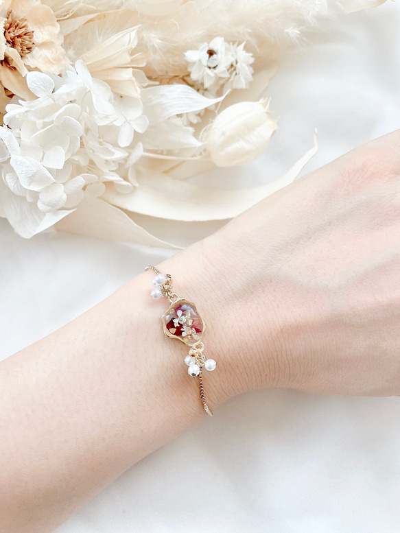 328.クロムダイオブサイト&カーネリアン（薔薇）ブレスレット 薔薇 の 花びら たっぷり♡ 18k メッキチェーン ブレスレット ばら