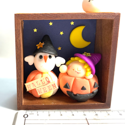 ❣️在庫処分SALE更に値引き❣️☆ハロウィンの白フクロウとすやすやベビーちゃんBOX 2500円→1500円 2枚目の画像