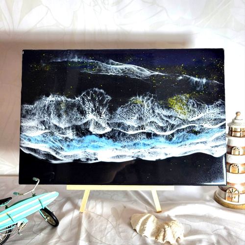 モダンレジンアート レジンアート海 ブラックモダン 海アート  