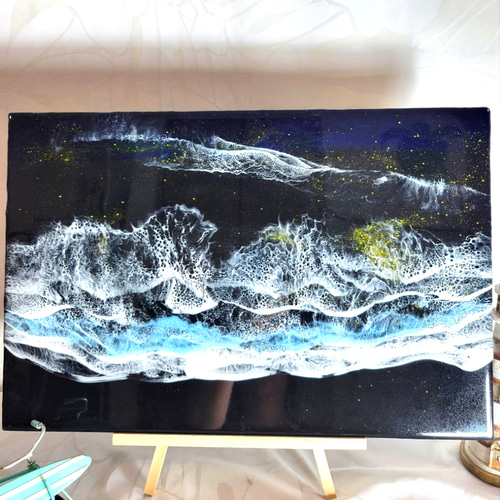 【R240604】海アート　レジンアート　インテリア　アート　絵画　絵　海 海レジン 海レジンアート 波 アート ハワイ インテリア 海の絵