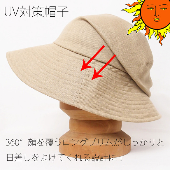 ピッコロオクトハット・カノコ/フリーサイズ カーキ UV たためる帽子 風に飛ばない帽子　 12枚目の画像
