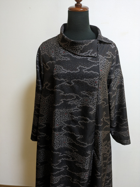 SOLD　着物リメイク　ワンピース　大島紬　M〜L 