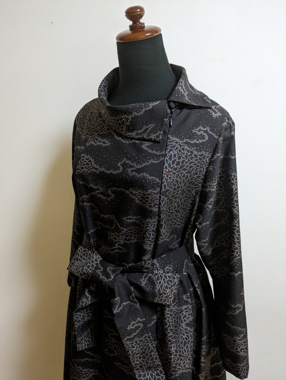 SOLD　着物リメイク　ワンピース　大島紬　M〜L 