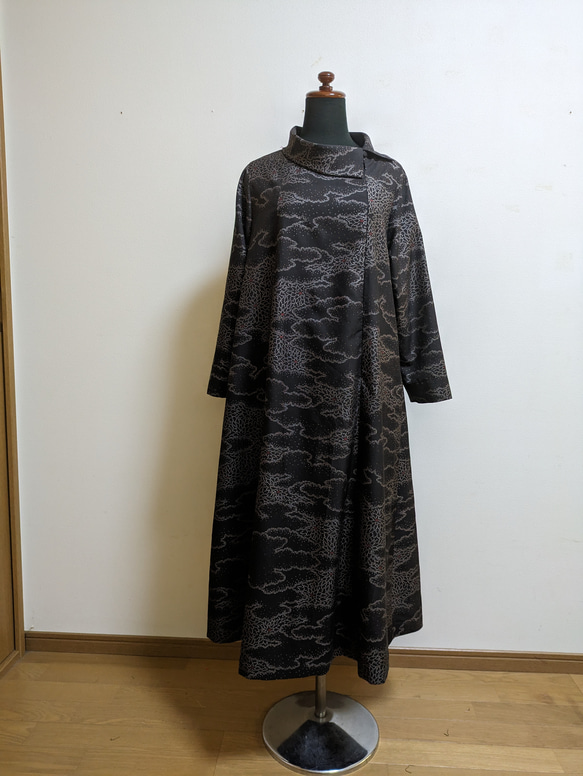 SOLD　着物リメイク　ワンピース　大島紬　M〜L 