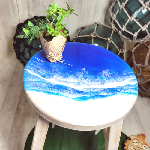 レジンアート　木製　椅子 レジンアート木製椅子