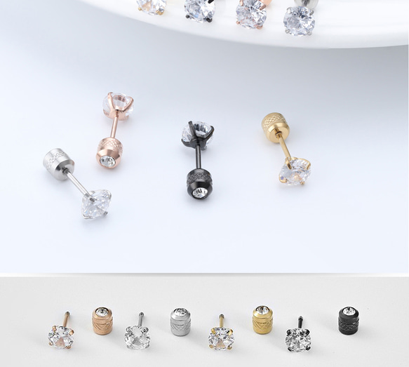 ピアス アレルギー対応 サージカルステンレス ネジ式 立爪 リバーシブル レディース メンズ 両耳 仕事 プレゼント 14枚目の画像