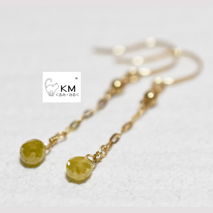 жソーティング付 K18 18金 天然ダイヤモンドブリオレットピアス