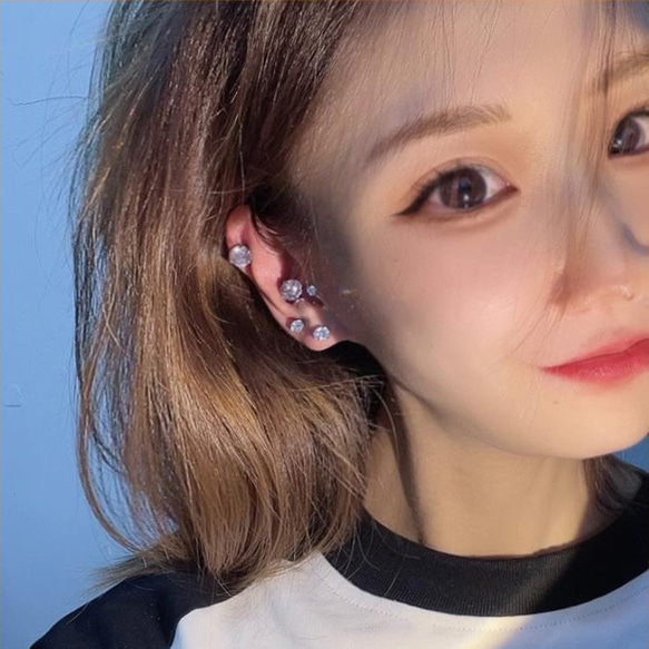 ピアス アレルギー対応 サージカルステンレス ネジ式 立爪 リバーシブル レディース メンズ 両耳 仕事 プレゼント 4枚目の画像