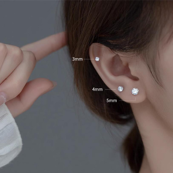 ピアス アレルギー対応 サージカルステンレス ネジ式 立爪 リバーシブル レディース メンズ 両耳 仕事 プレゼント 6枚目の画像