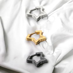 フープピアス 金属アレルギー対応 サージカルステンレス316L 18K 星 スター 片耳 ピアス レディース メンズ 2枚目の画像