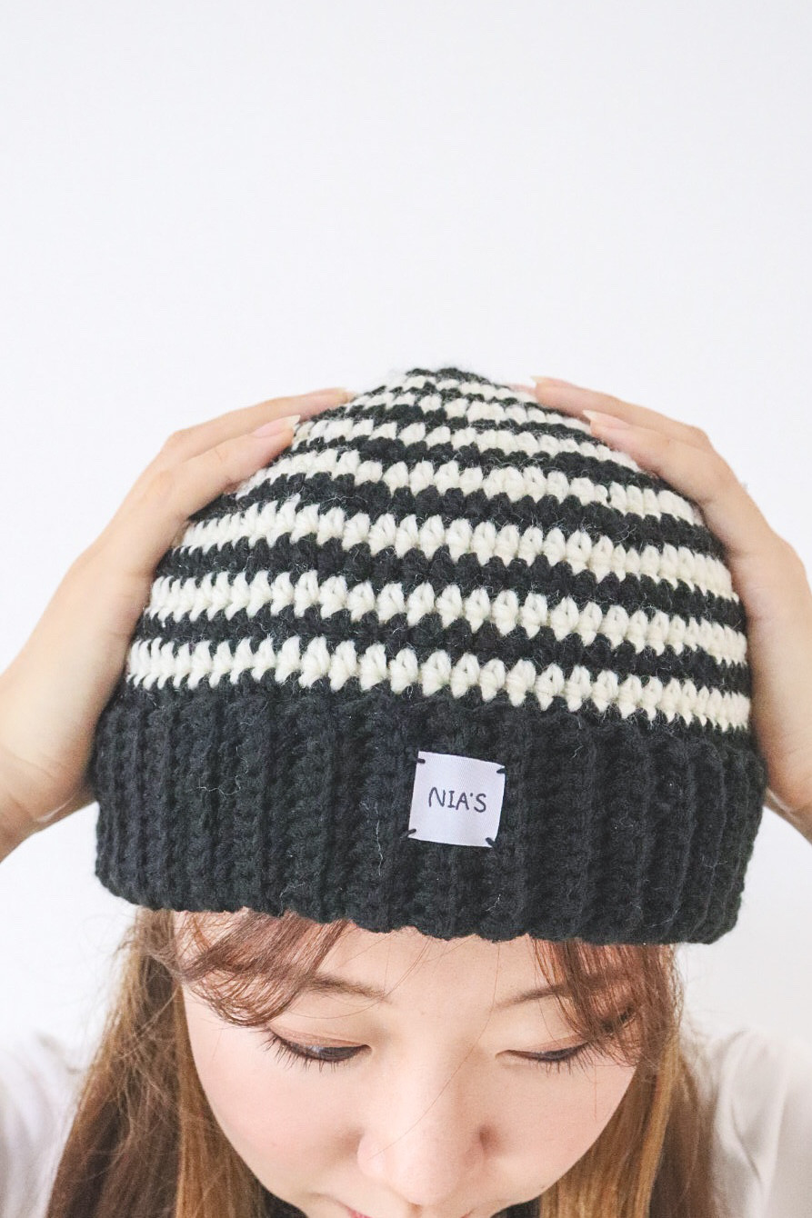 USA製 ノア ボーダー 美品✨NOAH ニット帽キャップ ブラック ビーニー