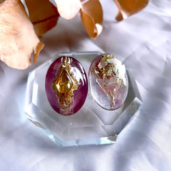 glass oval nuance purple sheer Earrings 6枚目の画像