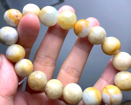 B23-63 一点物 大粒 黄翡翠 13.0mm ミャンマー産 天然本翡翠