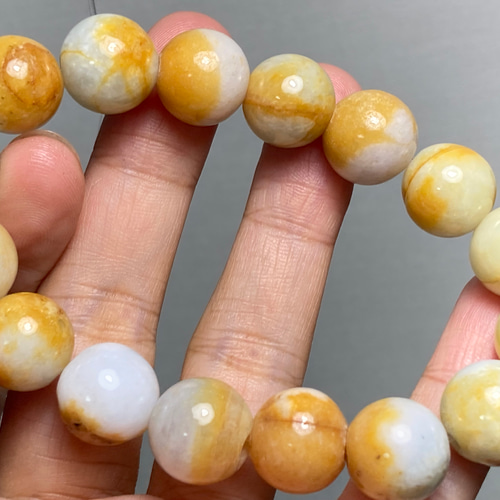 B23-64 一点物 大粒 黄翡翠 13.0mm ミャンマー産 天然本翡翠 