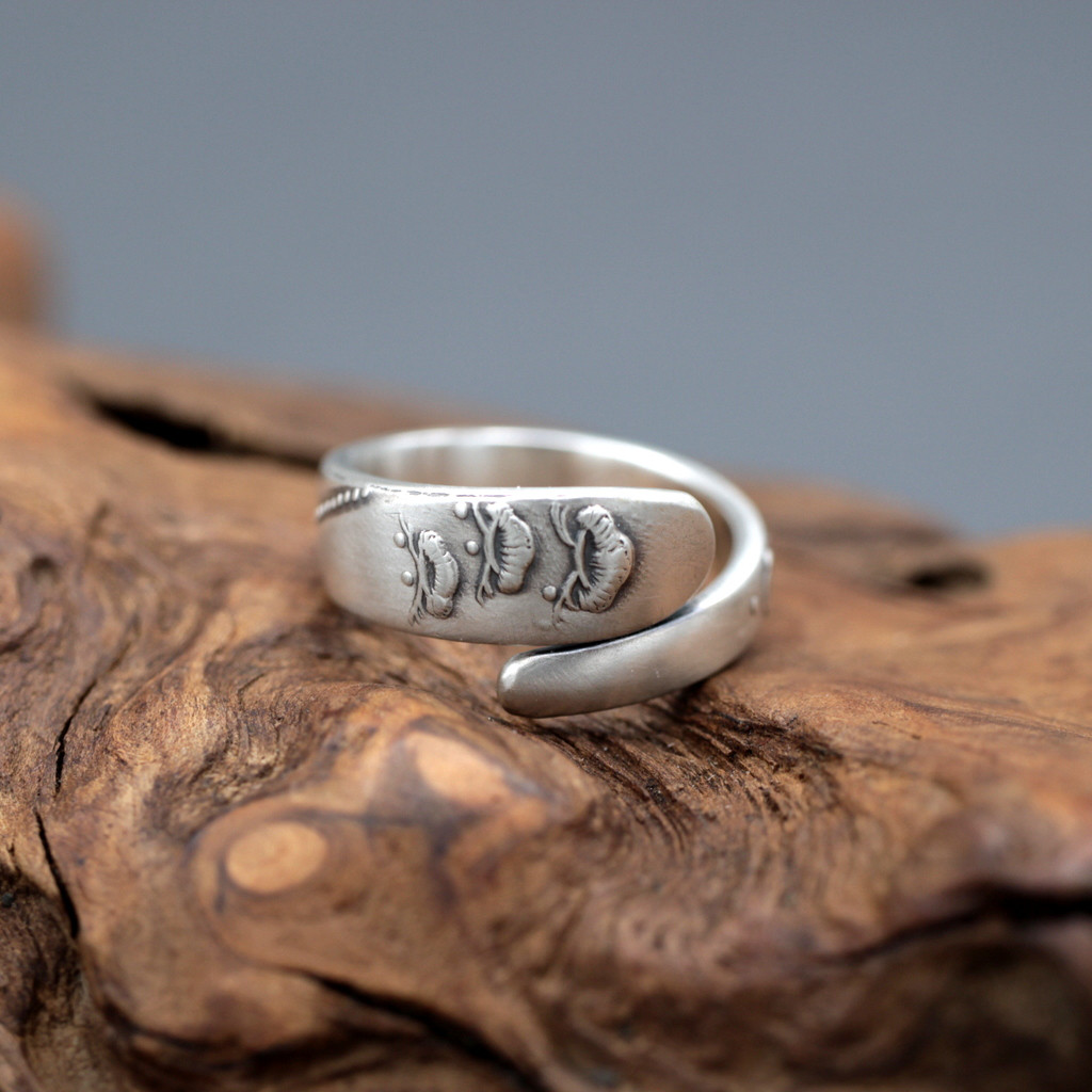 松竹梅｜ヴィンテージ｜シルバー｜スプーンリング｜伝統｜和モダン｜祝い事｜日本｜梨地