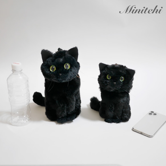 ぬいぐるみみたいな 猫の保冷ペットボトルホルダー　黒ねこ　猫雑貨　猫グッズ　リアル　保温　水筒カバー　水筒ケース　 12枚目の画像