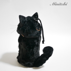 ぬいぐるみみたいな 猫の保冷ペットボトルホルダー　黒ねこ　猫雑貨　猫グッズ　リアル　保温　水筒カバー　水筒ケース　 7枚目の画像