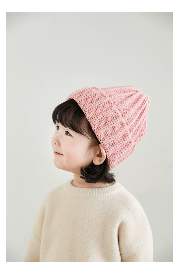 子供用ニット帽子無地シンプルカジュアル可愛い 3枚目の画像