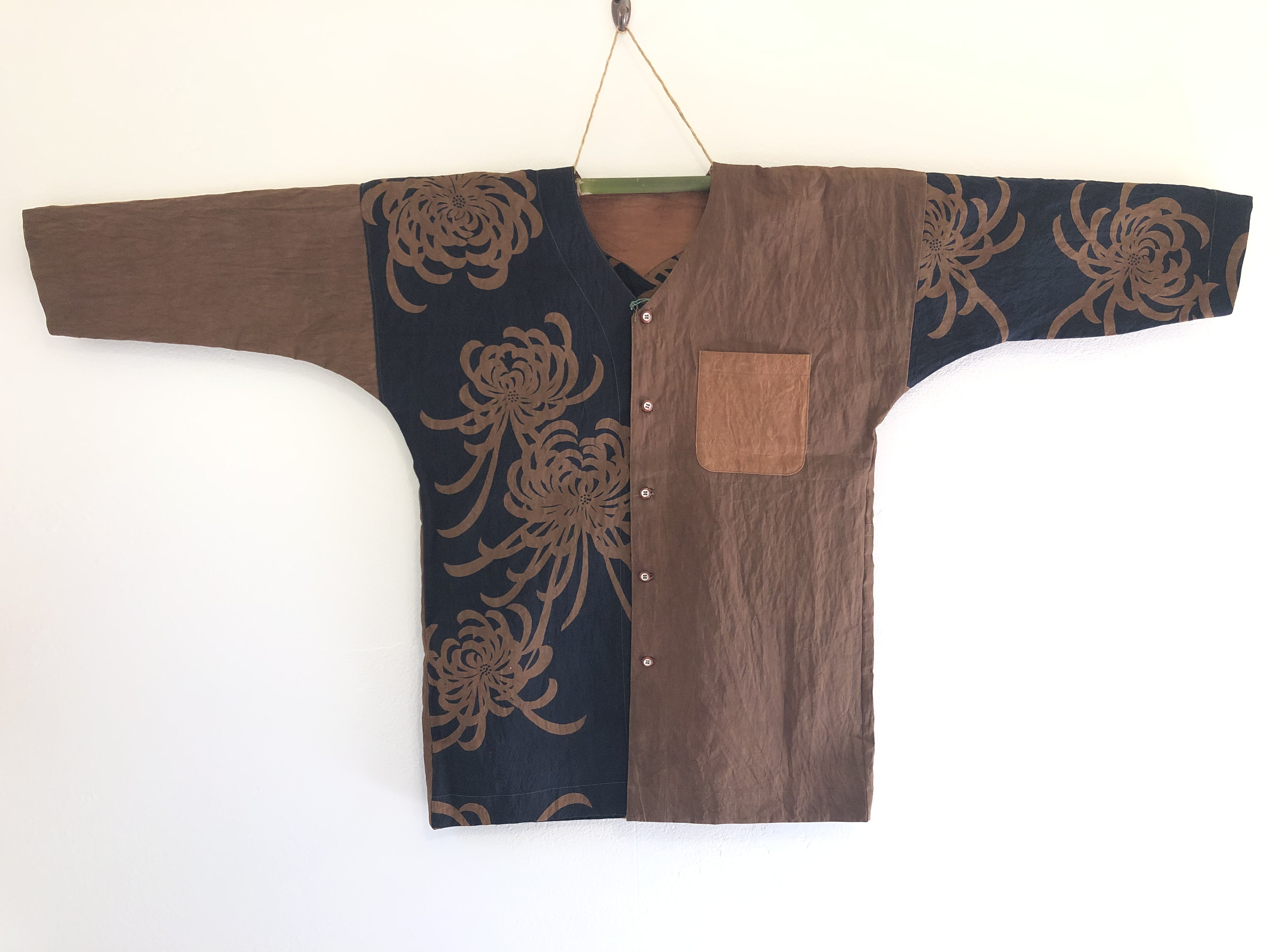 ハンドメイド・柿渋染・着物、浴衣・パフスリーブカットソー