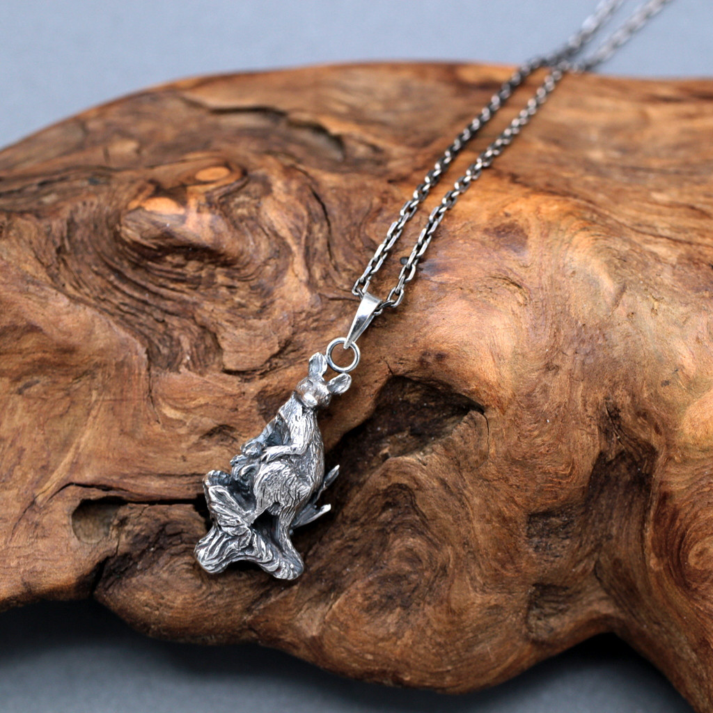 メタルカンガルー｜ネックレスチェーン付｜ヴィンテージ｜シルバー｜ペンダント｜動物｜オーストラリア｜有袋類｜アニマル