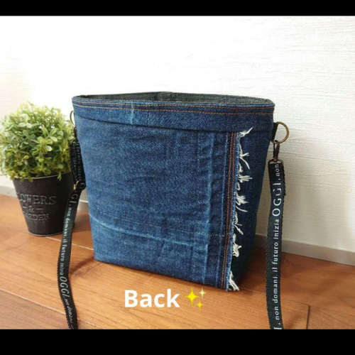 No.323【DENIM✖️ナンバープレートショルダーバッグ】あおりポケット  